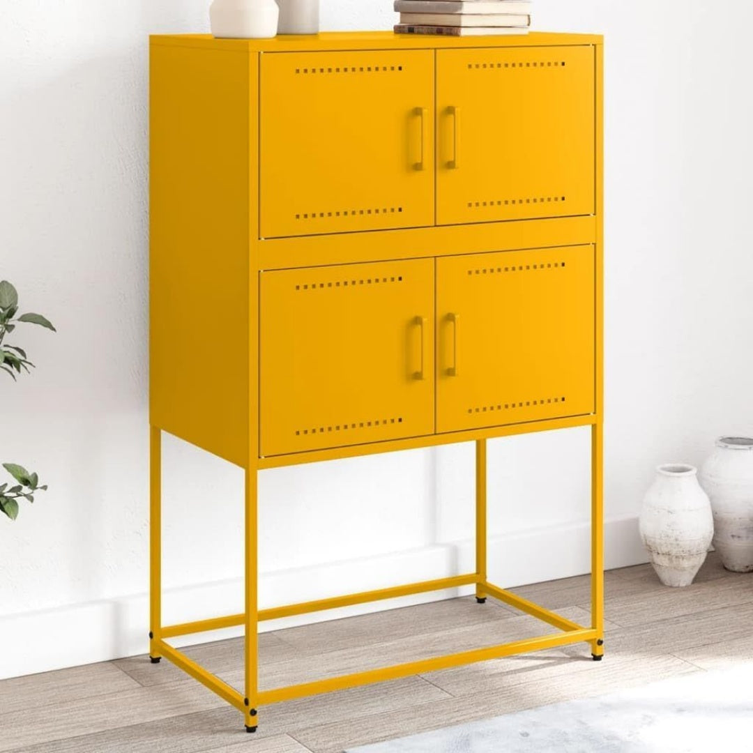 Le charme du rangement avec ce commode avec tiroirs, avec portes, coloris blanc et vert