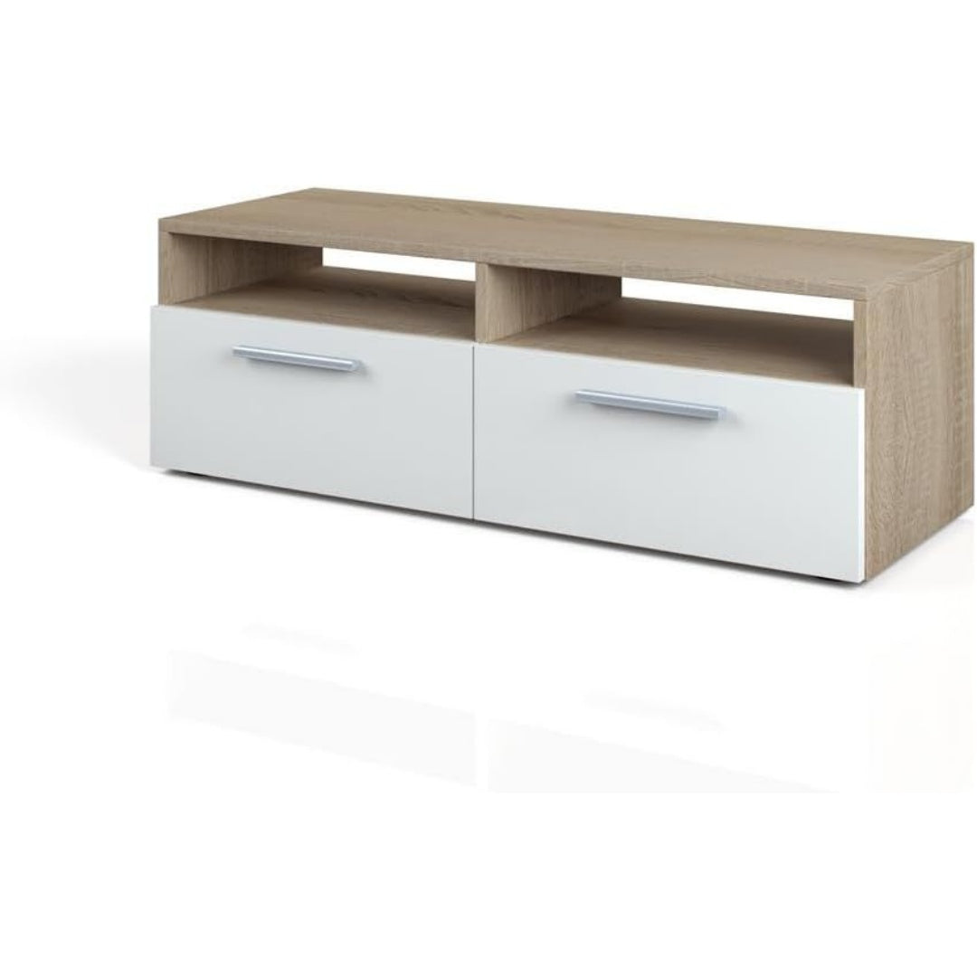 Un espace mieux organise grace a ce buffet avec etageres, finition vert