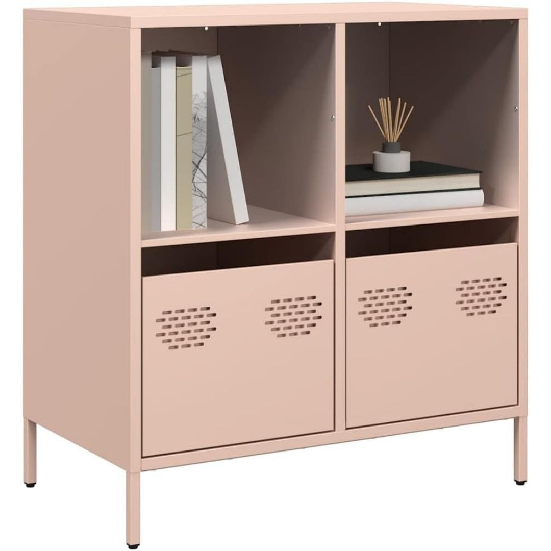 Une silhouette equilibree pour ce buffet avec tiroirs, avec portes, teinte noir et chene