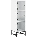 Une silhouette equilibree pour ce armoire a l'aspect bois, teinte blanc et bois naturel