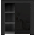 Une silhouette equilibree pour ce buffet a l'aspect bois, teinte chene et bois naturel