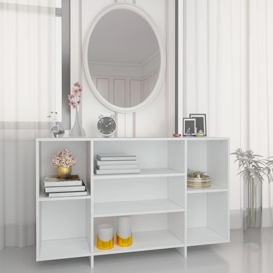 Le charme du rangement avec ce buffet avec portes, avec etageres, coloris blanc et naturel