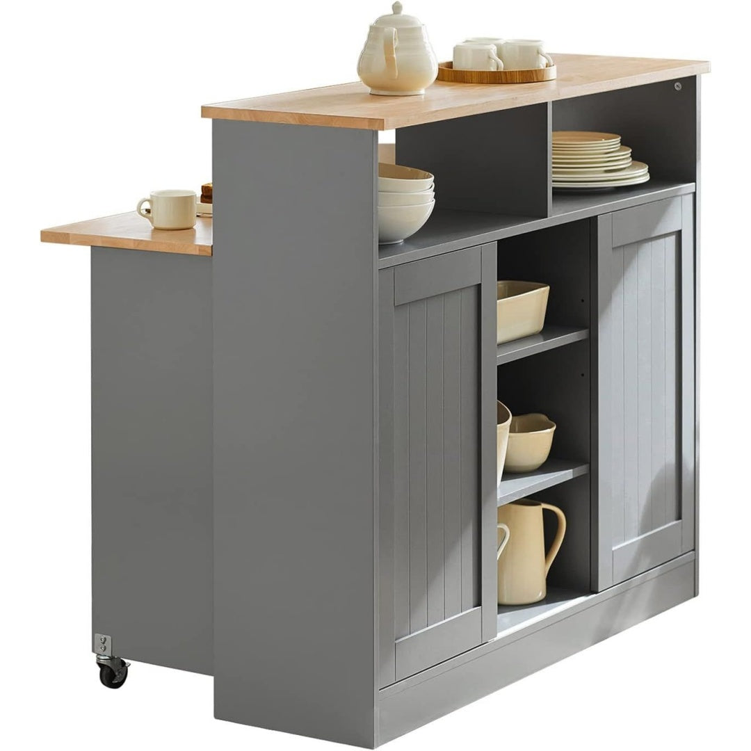 Une touche de caractere, buffet avec tiroirs, avec portes dans un ton blanc et bois naturel