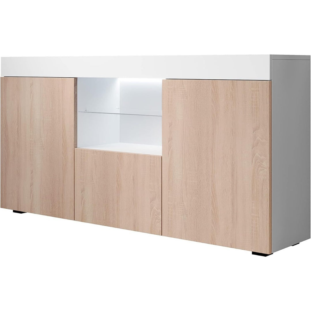 Une touche de caractere, commode avec tiroirs, avec portes dans un ton blanc et vert