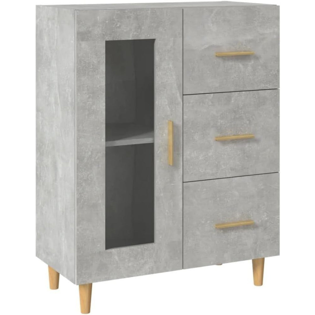 Une touche de caractere, buffet a l'aspect bois dans un ton gris et bois naturel
