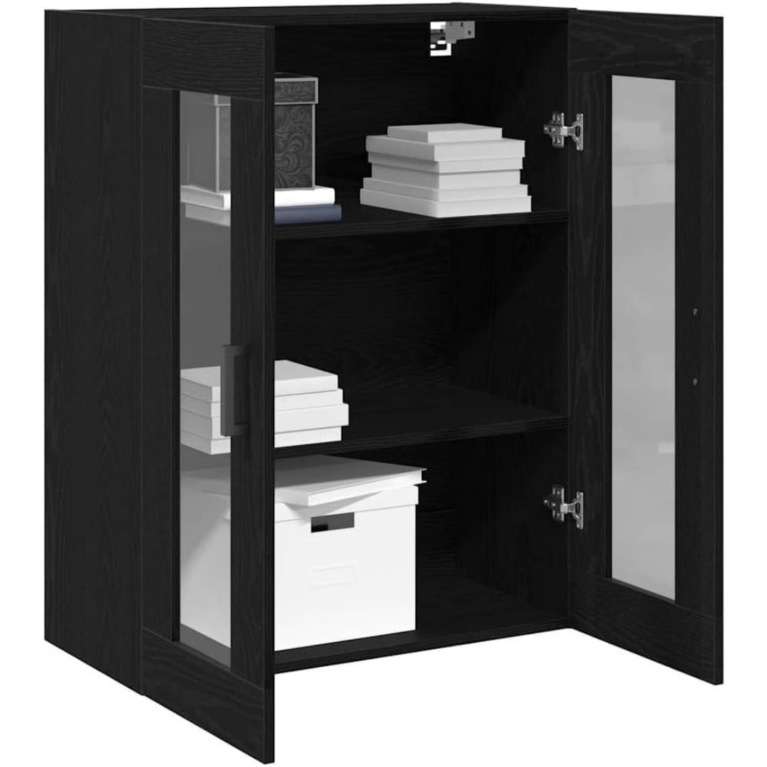 Une touche de caractere, table avec portes, aux accents metalliques dans un ton gris et chene