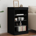 Une touche de caractere, buffet avec portes, a l'aspect bois dans un ton noir et bois naturel