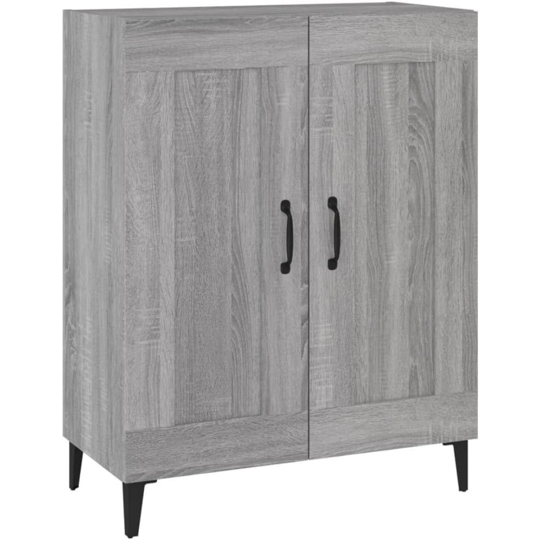 Pour un interieur harmonieux, commode avec tiroirs, avec portes en finition gris et bois naturel
