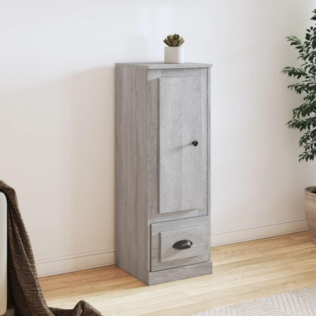 Une touche de caractere, commode avec portes, avec etageres dans un ton bois naturel et vert