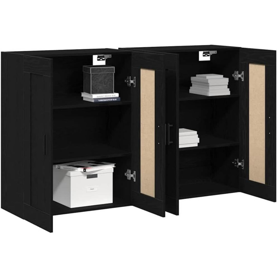 Le charme du rangement avec ce bibliotheque avec portes, avec etageres, coloris chene et bois naturel