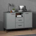 Un espace mieux organise grace a ce buffet avec tiroirs, avec portes, finition bois naturel